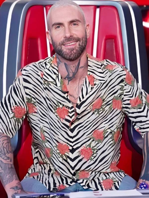 The Voice S27 Adam Levine Rose Print Shirt The Voice Adam Levine Color Block Rose Print Shirt